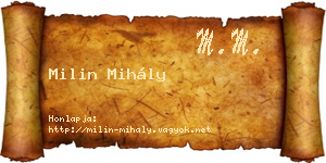Milin Mihály névjegykártya